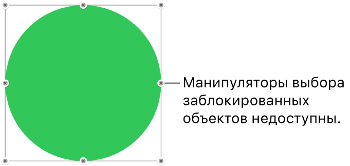Закрепленный объект с недоступными манипуляторами выбора.