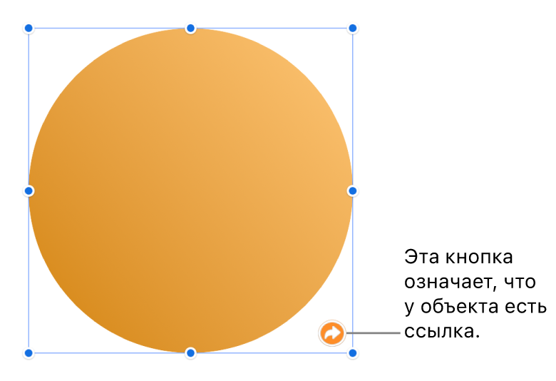 Кнопка ссылки на фигуре.