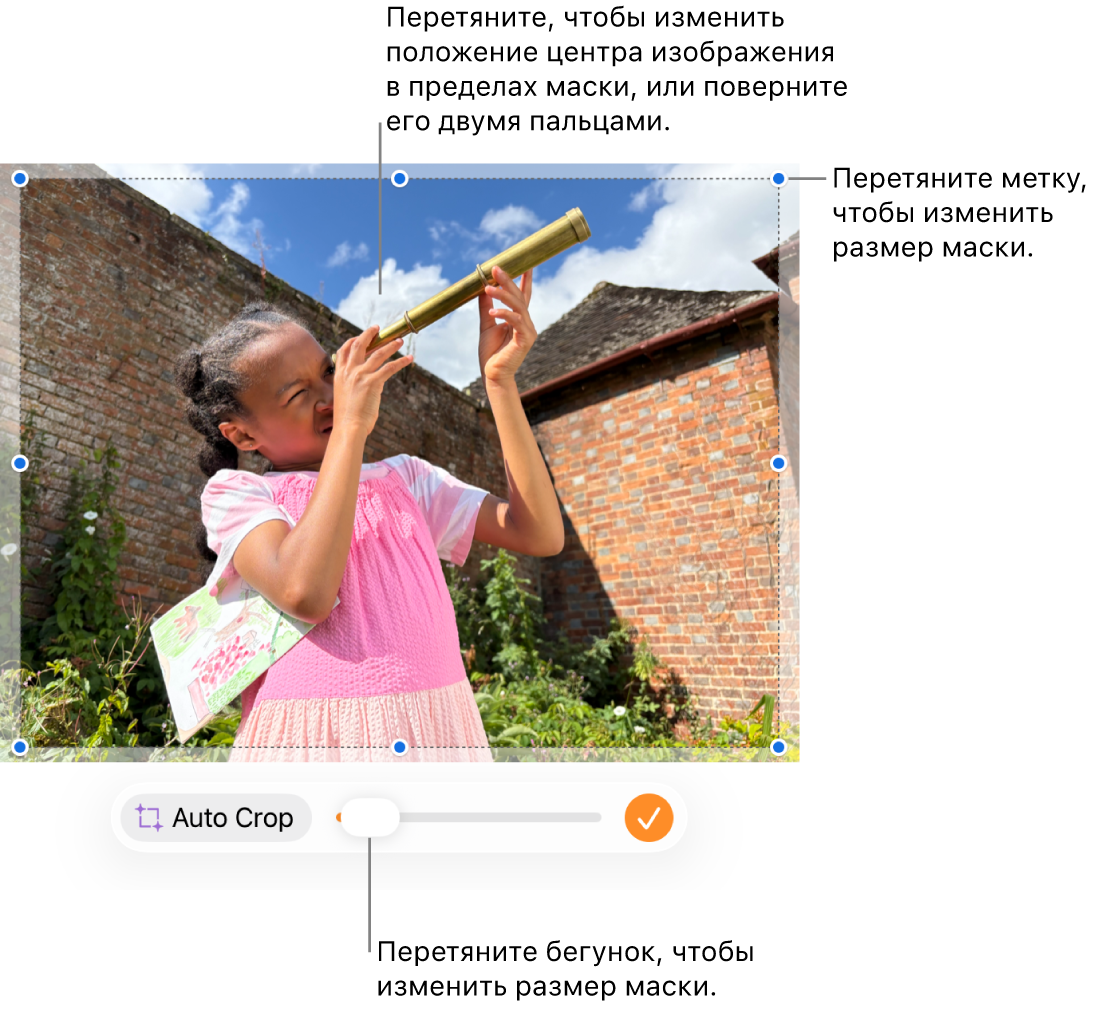Элементы управления маской поверх фотографии.