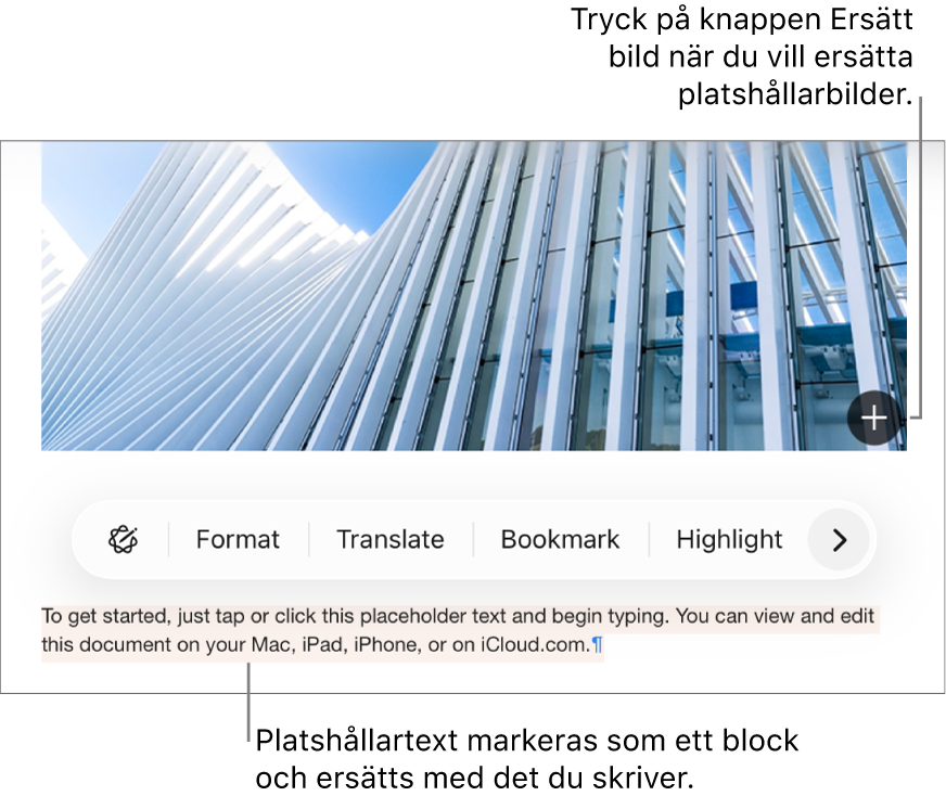 Platshållartext och platshållarbilder.