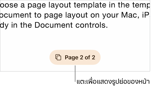 เอกสารที่เปิดอยู่โดยมีปุ่มเลขหน้าอยู่ตรงกลางด้านล่างสุดของหน้าจอ