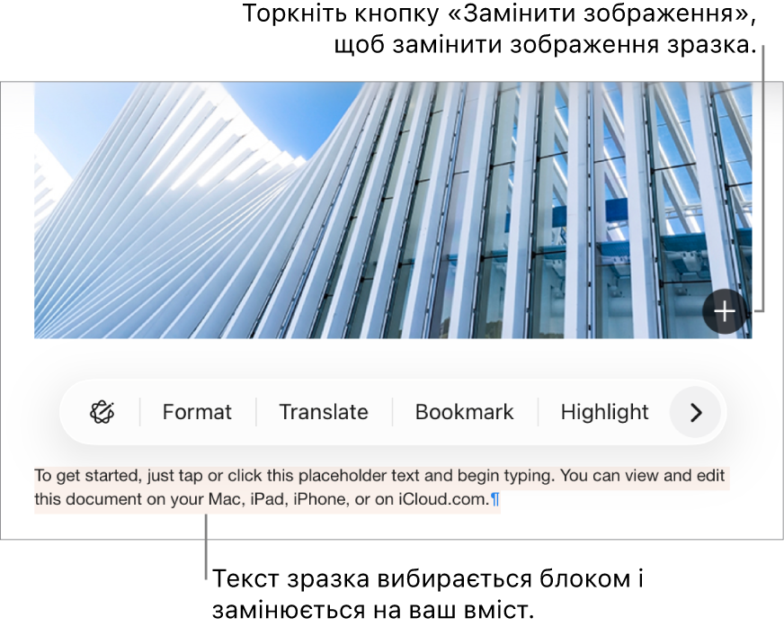 Зразки тексту та зображень.