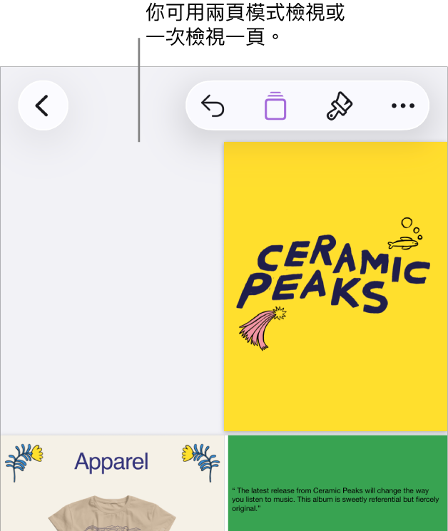 以雙頁全開檢視頁面的文件。