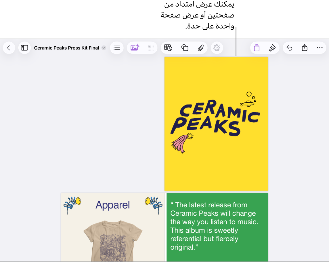 مستند يحتوي على صفحات معروضة كمجموعة امتداد من صفحتين.