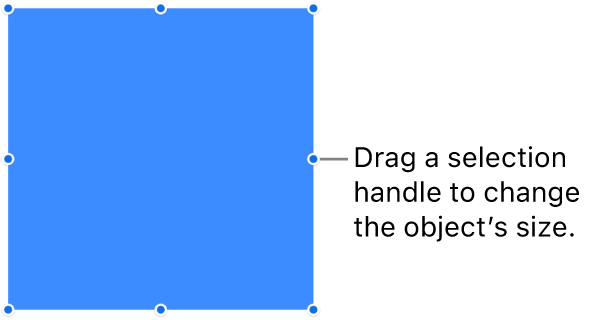 An object with blue dots on its border for changing the object’s size.