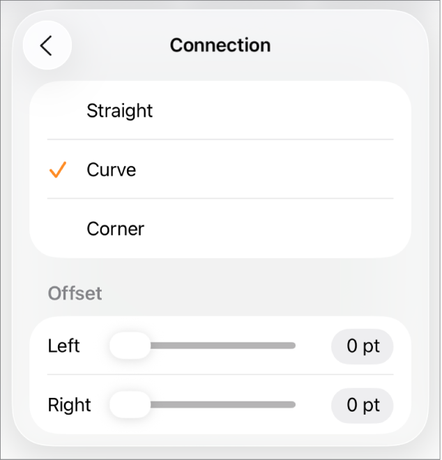 The Connection controls with Curve selected.