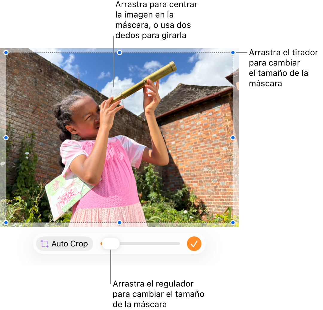 Controles de máscara sobre una foto.