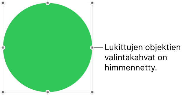 Lukittu objekti, jossa on himmennetyt valintakahvat.