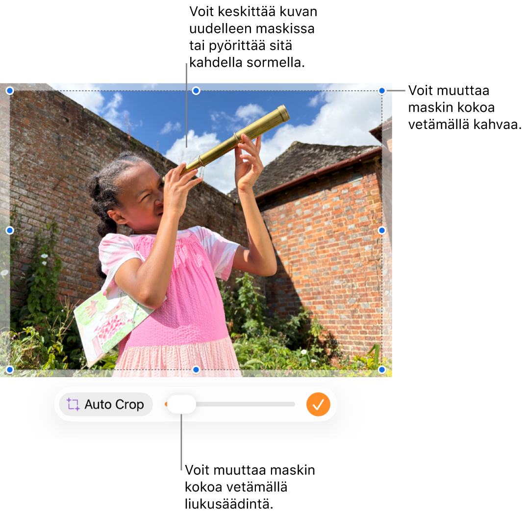 Maskin säätimet kuvan päällä.