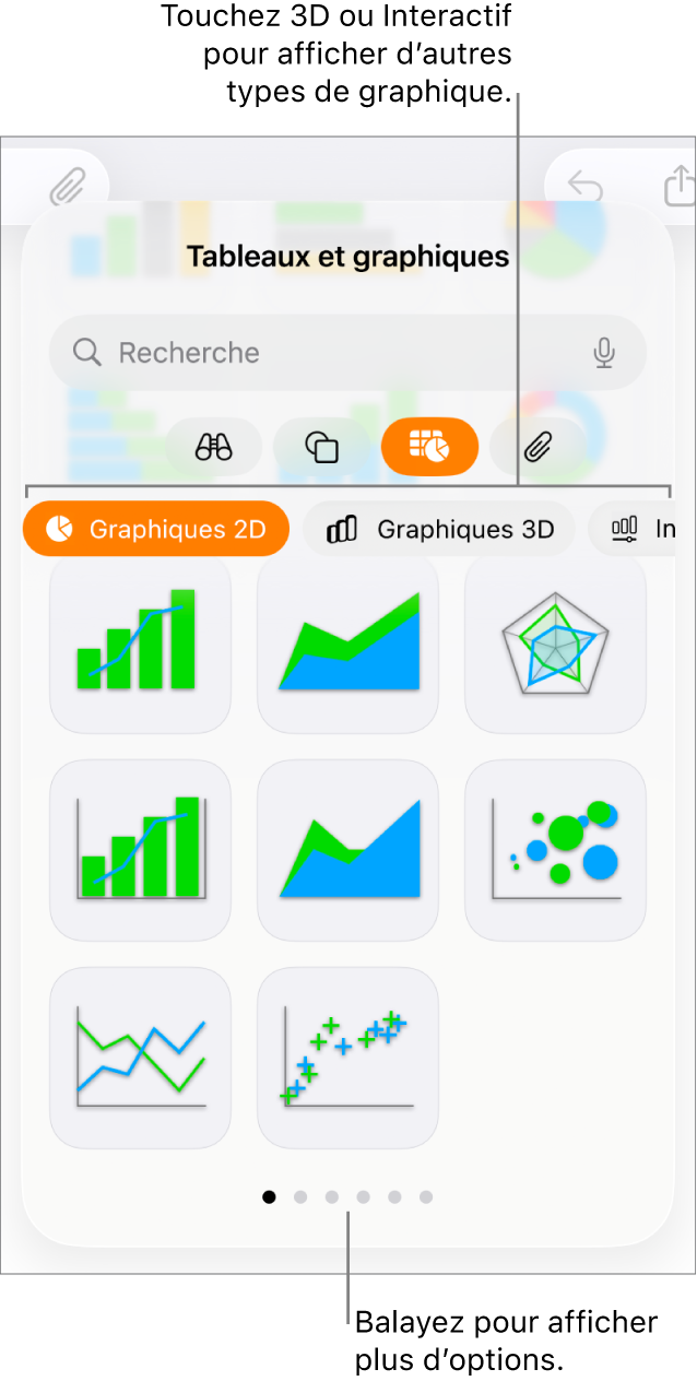 Menu Ajouter un graphique affichant des graphiques 2D.
