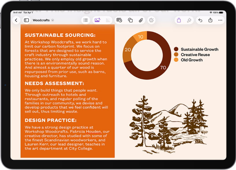 Bentuk dengan teks mengalir di sekitarnya di tiga sisi.
