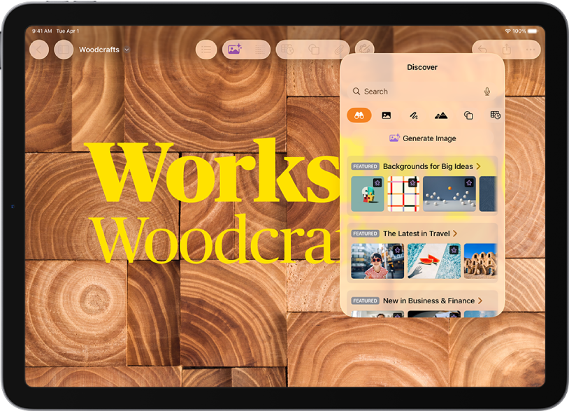 Kategori Teroka daripada Hab Kandungan menunjukkan pilihan untuk menjana imej atau menambah imej premium ke dokumen.