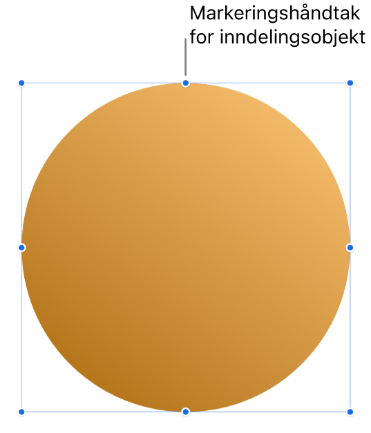 Et objekt med markeringshåndtak.