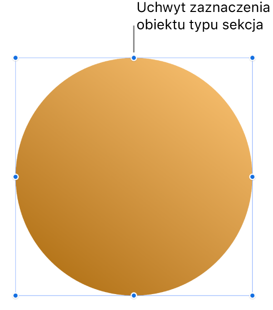 Obiekt z uchwytami zaznaczenia.