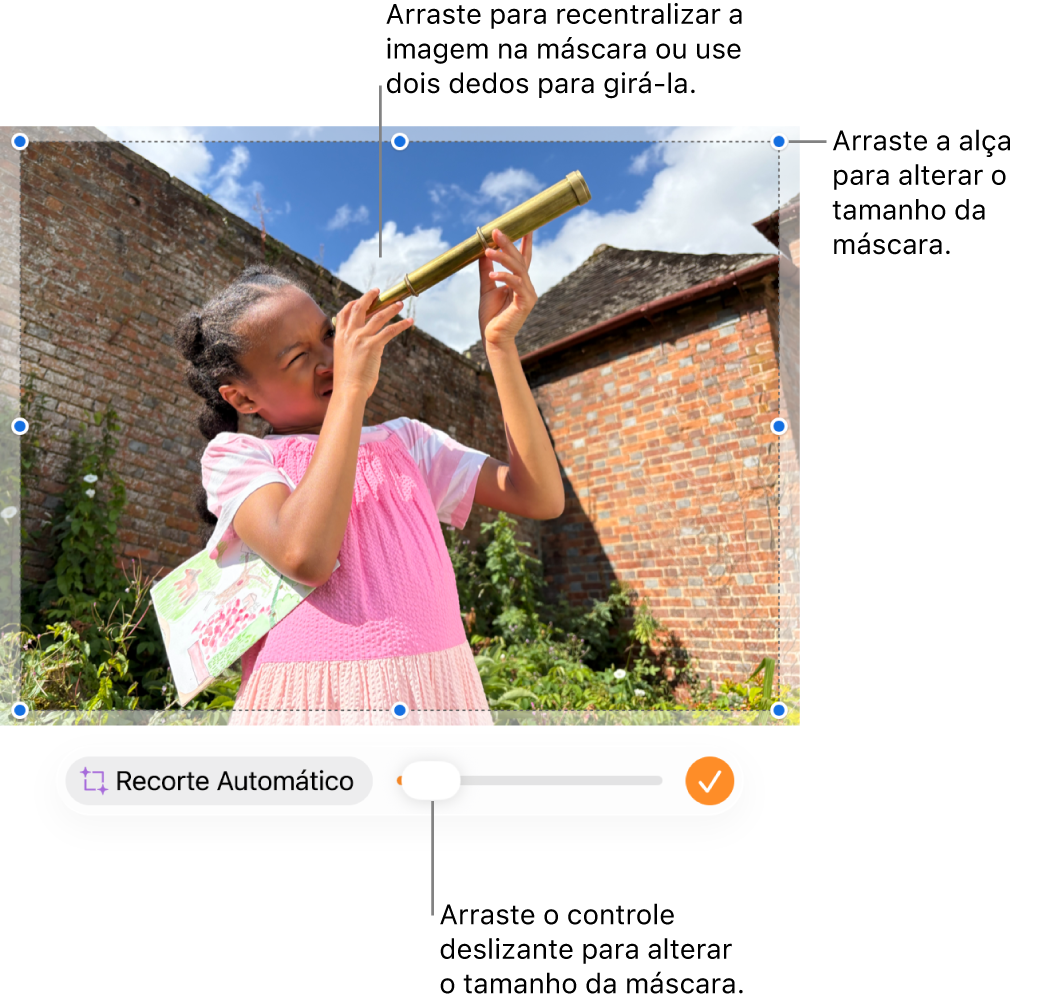 Controles de máscara sobre uma foto.