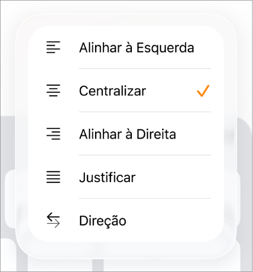 Barra Formatar, com controles para texto com recuo e alinhamento de parágrafos.