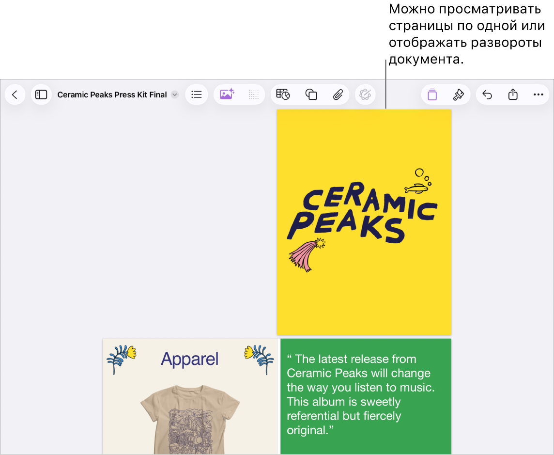 Документ, открытый в виде разворотов на две страницы.