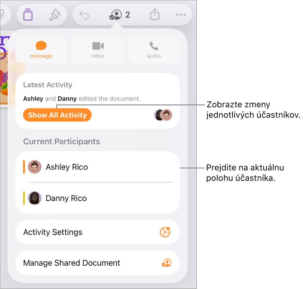 Menu spolupráce s uvedenými aktuálnymi účastníkmi.