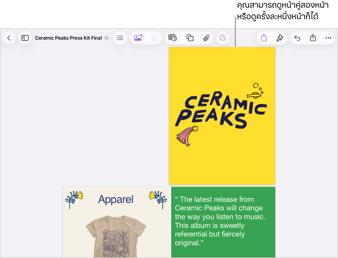 เอกสารที่มีหน้าต่างๆ ที่ถูกดูเป็นหน้าคู่แบบต่อเนื่องกัน