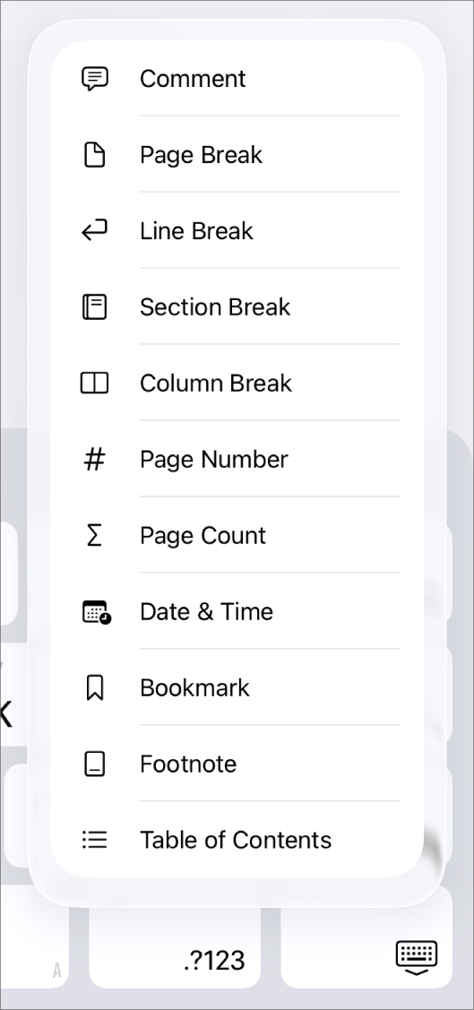 Ekle düğmesi üzerinde Ekle denetimleri açık olan kestirme çubuğu.