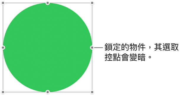 鎖定的物件顯示變暗的選取控點。