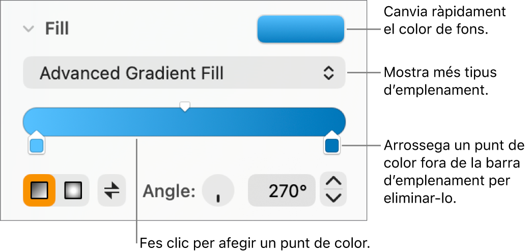 Control per omplir objectes amb colors.