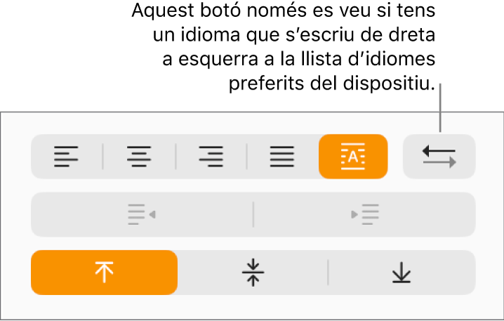 El botó “Direcció del paràgraf” de la secció Alineació de la barra lateral Format.
