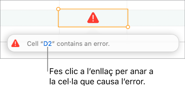 Un enllaç d’error de cel·la.