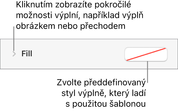Ovládací prvky pro volbu barvy výplně