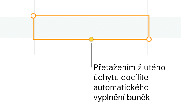 Vybraná buňka se žlutým úchytem, jehož tažením můžete automaticky vyplnit další buňky