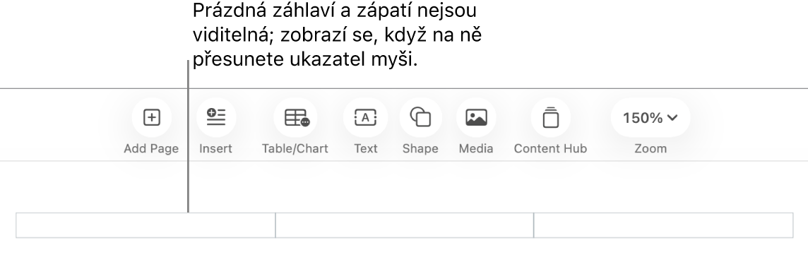 Tři pole záhlaví nad názvem dokumentu