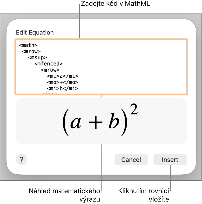 Pole Upravit rovnici obsahující rovnici směrnice přímky a pod ním náhled výsledného vzorce