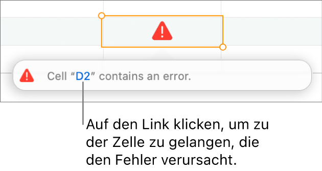 Eine Zellenreferenz bei einem Fehler
