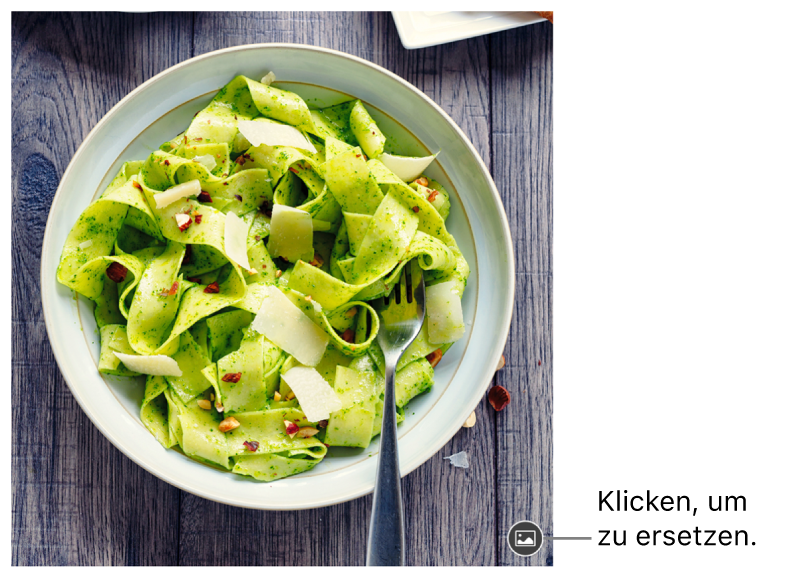Ein Bild mit der Taste „Bild ersetzen“.