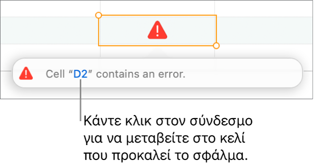 Σύνδεσμος σφάλματος κελιού.