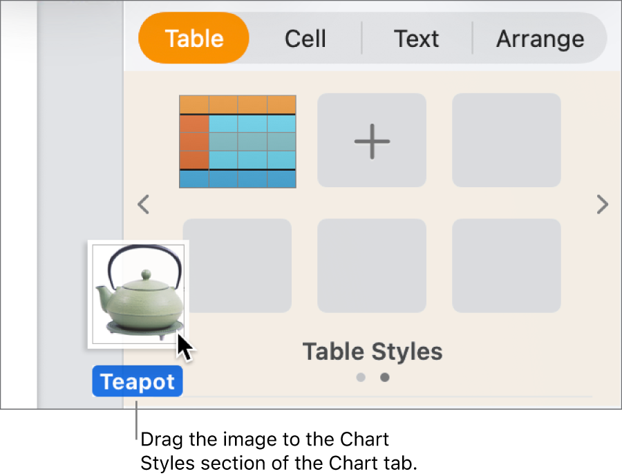 Dragging an image into the graph styles section of the sidebar to create a new style.