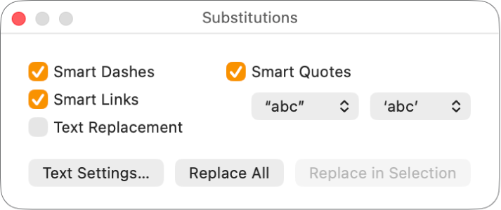 The Substitutions window.