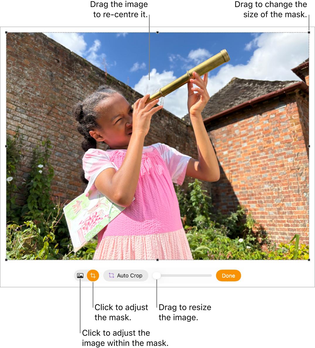 Mask controls over a photo.