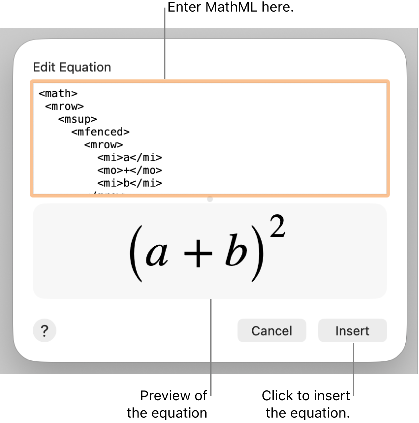 The equation for the slope of a line in the Edit Equation field, and a preview of the formula below.