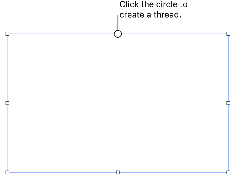 An empty text box with a white circle at the top and resize handles on the corners, sides, and bottom.