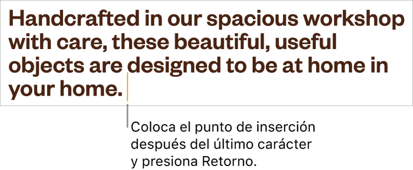 El punto de inserción situado después del punto en la última frase de un párrafo.
