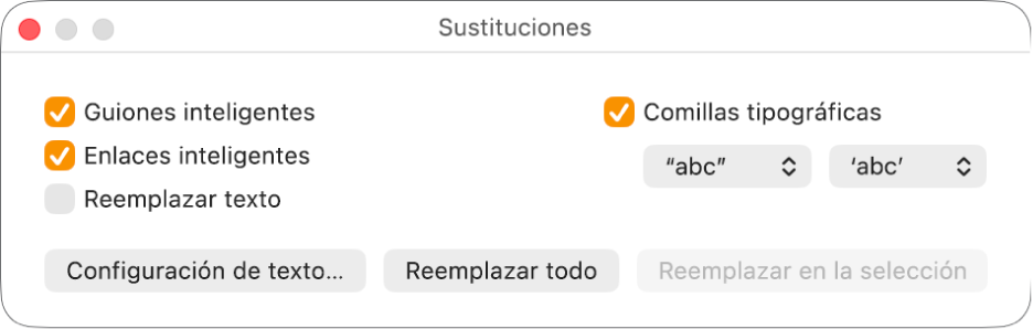 La ventana Reemplazos.