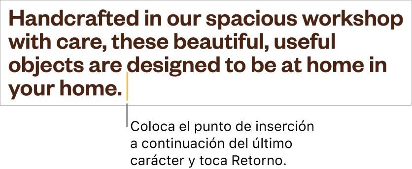 El punto de inserción colocado después del punto de la última frase de un párrafo.