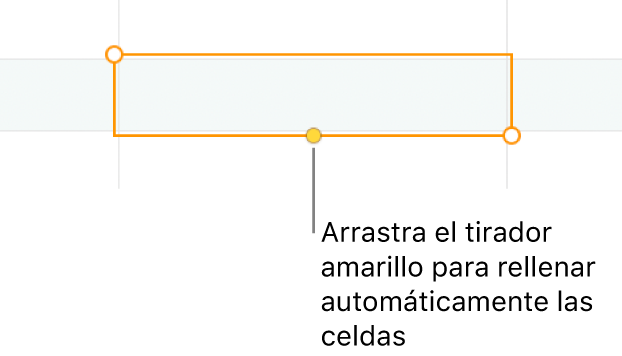 Una celda seleccionada con un tirador amarillo que puedes arrastrar para autorrellenar celdas.