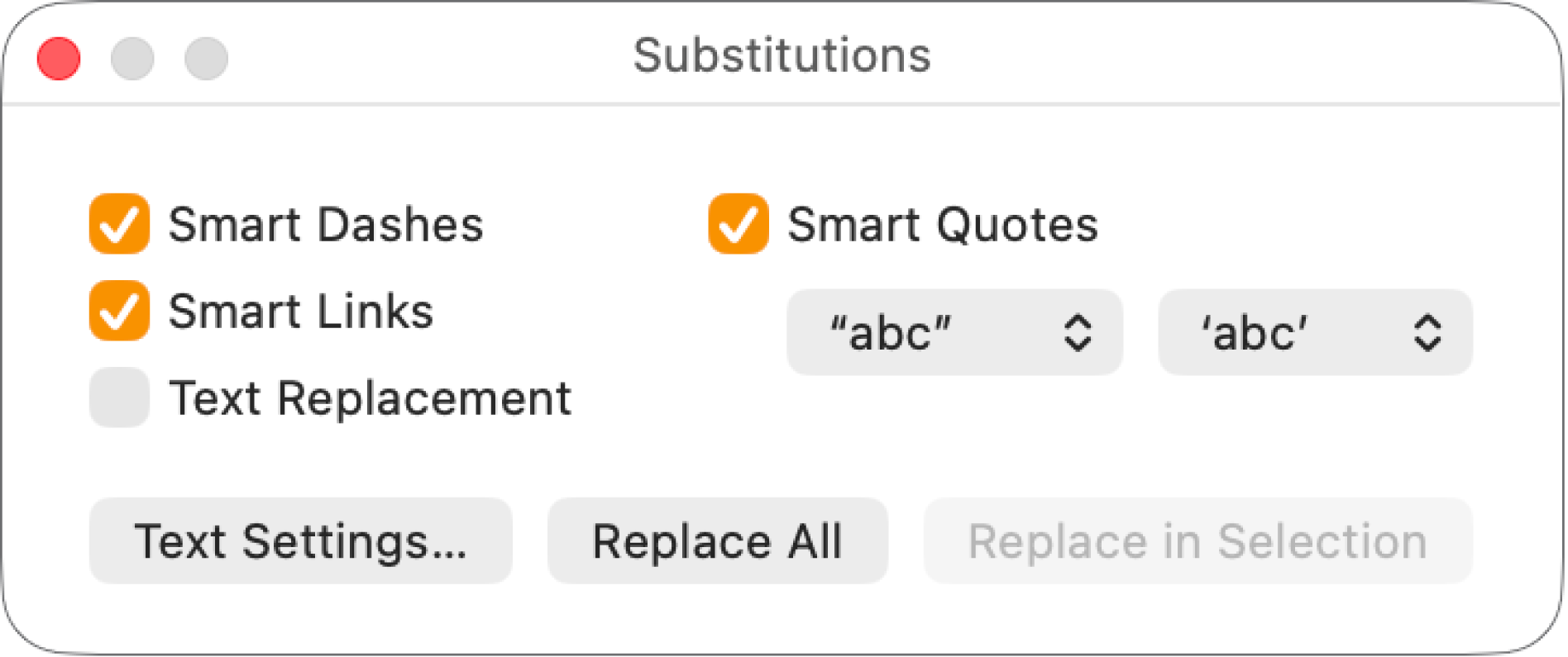 La fenêtre Substitutions.