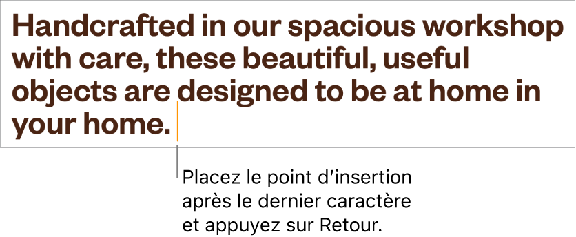 Le point d’insertion placé après le point dans la dernière phrase d’un paragraphe.