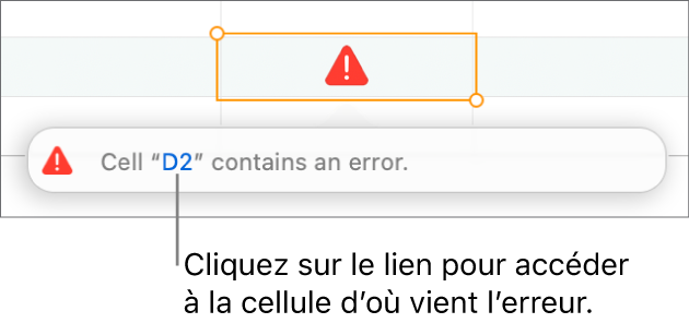 Lien d’erreur de cellule.