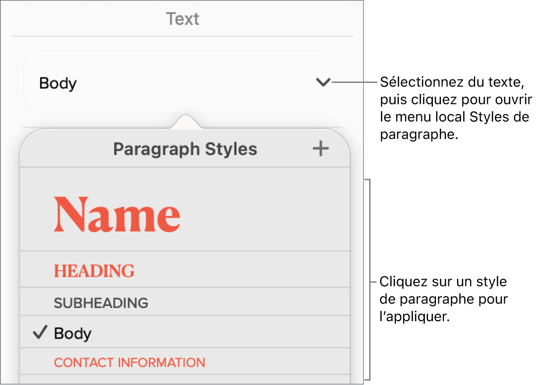 Menu Styles de paragraphe.