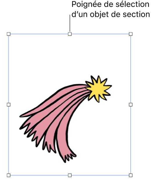 Un objet avec des poignées de sélection.