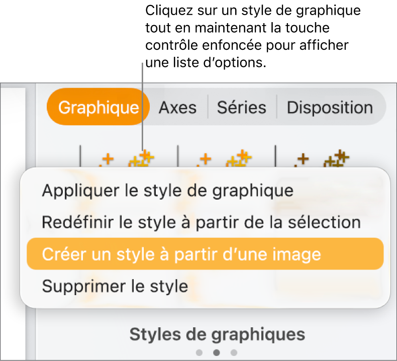 Le menu contextuel Style de graphique.